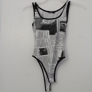 Shein newspaper bodysuit